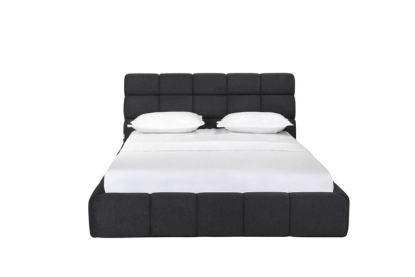 HomeRoots Dark Gray Tufted Linen Blend Upholstered Queen Bed Frame - Elegant, Durable Design for Modern Bedrooms 606423