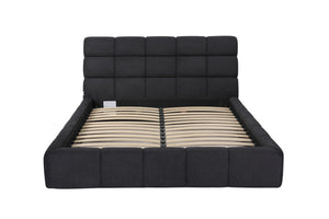 HomeRoots Dark Gray Tufted Linen Blend Upholstered Queen Bed Frame - Elegant, Durable Design for Modern Bedrooms 606423
