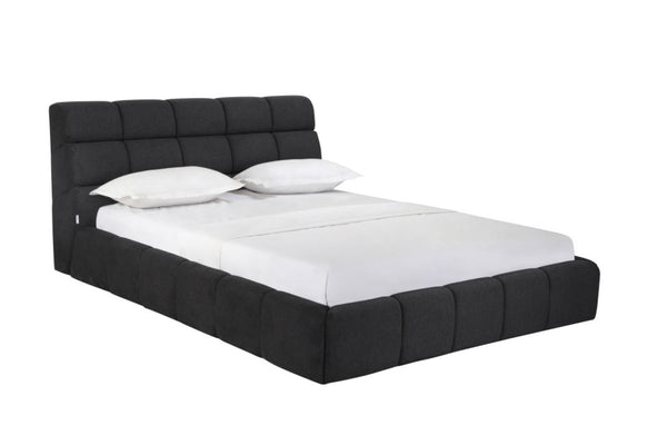 HomeRoots Dark Gray Tufted Linen Blend Upholstered Queen Bed Frame - Elegant, Durable Design for Modern Bedrooms 606423