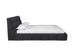 HomeRoots Dark Gray Tufted Linen Blend Upholstered Queen Bed Frame - Elegant, Durable Design for Modern Bedrooms 606423