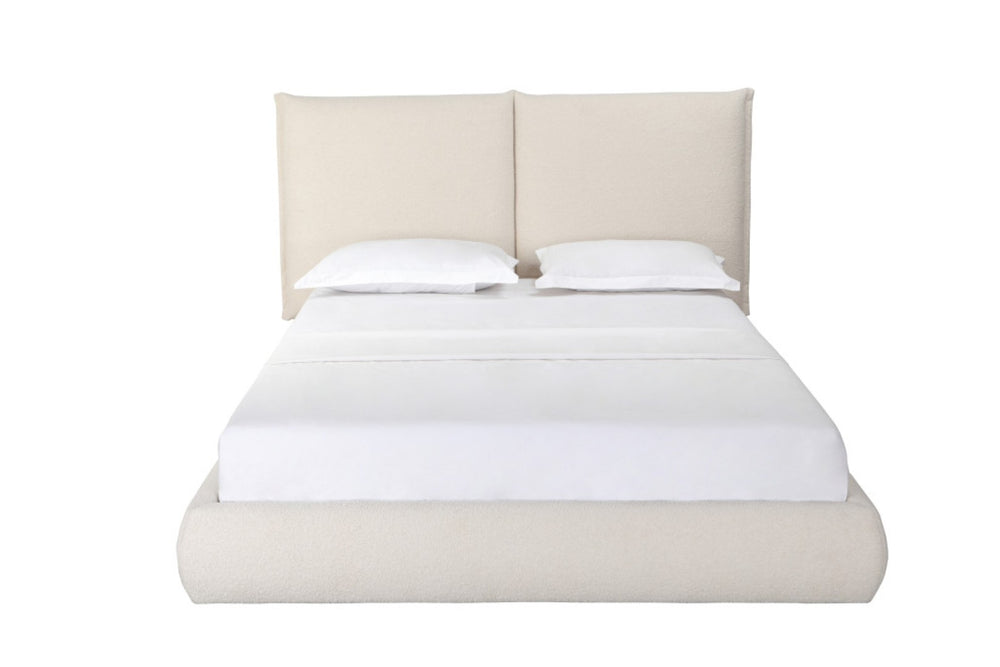 HomeRoots Beige Tufted Boucle Queen Bed Frame - Elegant Platform Design with Soft Upholstery & Modern Style 606424