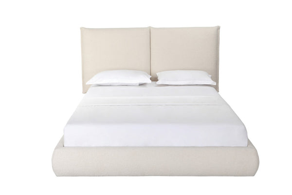 HomeRoots Beige Tufted Boucle Queen Bed Frame - Elegant Platform Design with Soft Upholstery & Modern Style 606424