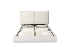 HomeRoots Beige Tufted Boucle Queen Bed Frame - Elegant Platform Design with Soft Upholstery & Modern Style 606424
