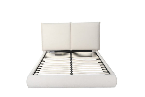 HomeRoots Beige Tufted Boucle Queen Bed Frame - Elegant Platform Design with Soft Upholstery & Modern Style 606424