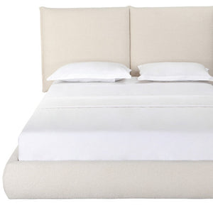 HomeRoots Beige Tufted Boucle Queen Bed Frame - Elegant Platform Design with Soft Upholstery & Modern Style 606424