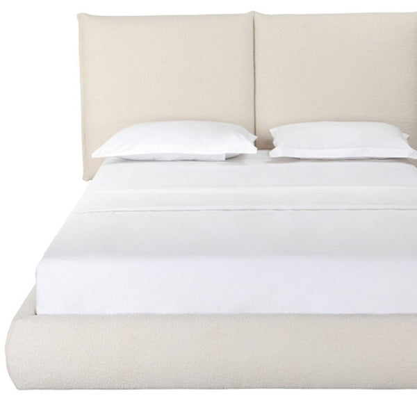 HomeRoots Beige Tufted Boucle Queen Bed Frame - Elegant Platform Design with Soft Upholstery & Modern Style 606424
