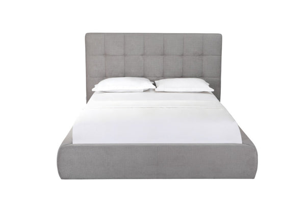HomeRoots Gray Tufted Linen Blend Queen Bed Frame – Stylish Upholstered Platform Design for Modern Bedrooms 606425