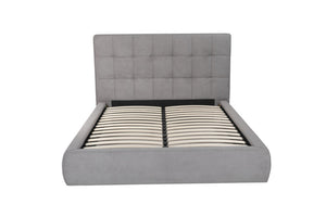 HomeRoots Gray Tufted Linen Blend Queen Bed Frame – Stylish Upholstered Platform Design for Modern Bedrooms 606425