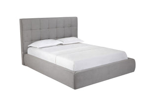 HomeRoots Gray Tufted Linen Blend Queen Bed Frame – Stylish Upholstered Platform Design for Modern Bedrooms 606425