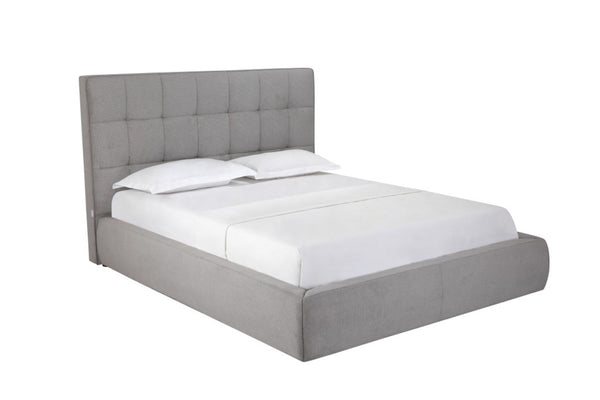 HomeRoots Gray Tufted Linen Blend Queen Bed Frame – Stylish Upholstered Platform Design for Modern Bedrooms 606425