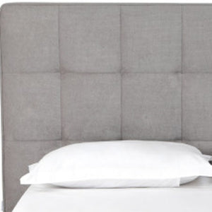 HomeRoots Gray Tufted Linen Blend Queen Bed Frame – Stylish Upholstered Platform Design for Modern Bedrooms 606425