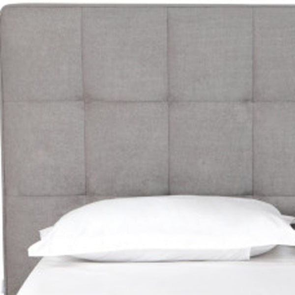 HomeRoots Gray Tufted Linen Blend Queen Bed Frame – Stylish Upholstered Platform Design for Modern Bedrooms 606425