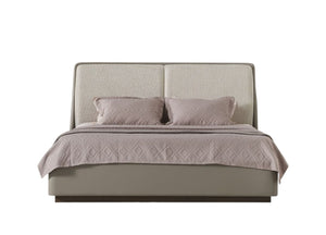 HomeRoots Gray Faux Leather Queen Bed Frame with Cream Upholstery - Modern Tufted Design & Durable Comfort 606426