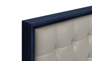 HomeRoots Blue Modern King Bed Frame with Tufted Gray Faux Leather and LED Lighting | Stylish & Durable Design 606427