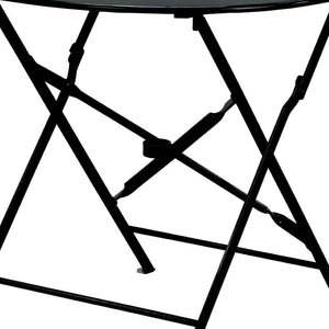 HomeRoots 30" Black Folding Aluminum Bistro Table with Umbrella Hole - Perfect for Small Outdoor Spaces! 606428