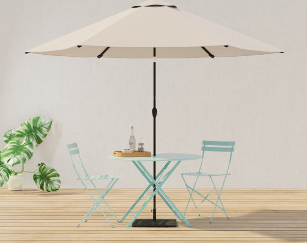 HomeRoots 30" Aqua Bistro Table - Stylish Folding Outdoor Table with Umbrella Hole for Small Spaces & Relaxation 606429