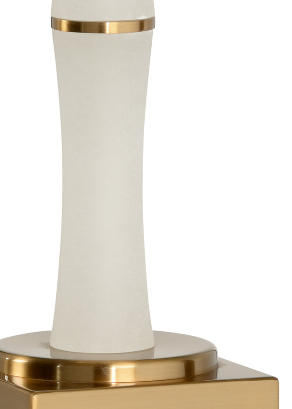 Wildwood Sloane Alabaster Table Lamp With Antique Brass Mounting — Slim 37" Ambient Light For Bedside Decor 60647-2