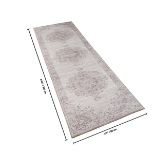 English Elm Oxford Ivory Medallion Runner Rug Stain Resistant Polyester for Hallways and Entryways B186P428896