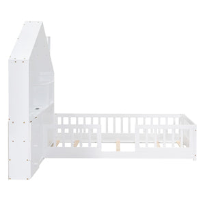 HomeRoots White Wood Twin Canopy Bed Frame with Storage Drawers – Elegant Design for Stylish Bedrooms! 606504