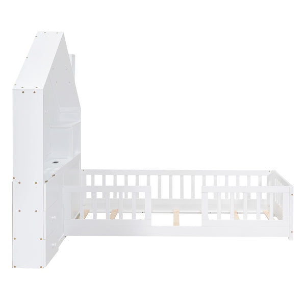 HomeRoots White Wood Twin Canopy Bed Frame with Storage Drawers – Elegant Design for Stylish Bedrooms! 606504