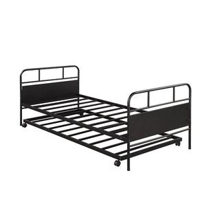 HomeRoots Black Metal Twin Canopy Bed Frame with Trundle - Stylish, Durable, Space-Saving Design for Any Room 606507