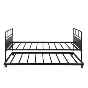 HomeRoots Black Metal Twin Canopy Bed Frame with Trundle - Stylish, Durable, Space-Saving Design for Any Room 606507