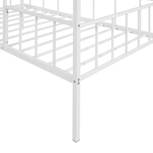HomeRoots White Metal Twin Canopy Bed Frame - Modern Design, Sturdy Support for Kids' Rooms & Guest Spaces 606508