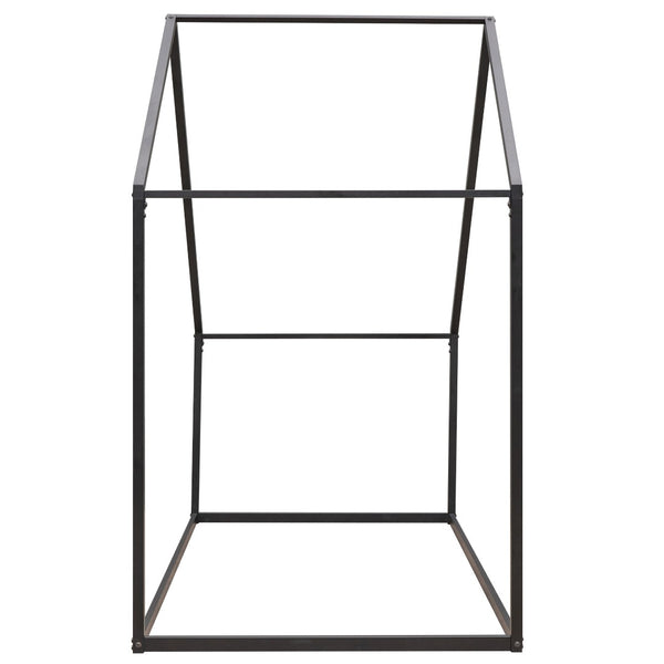HomeRoots Black Metal Twin House Bed Frame - Modern, Durable Design for Kids & Guest Rooms, Easy Assembly 606509