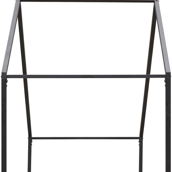 HomeRoots Black Metal Twin House Bed Frame - Modern, Durable Design for Kids & Guest Rooms, Easy Assembly 606509