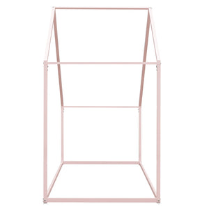 HomeRoots Pink Metal Twin House Bed - Charming Playful Design with Sturdy Construction for a Cozy Kids’ Room 606510