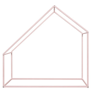 HomeRoots Pink Metal Twin House Bed - Charming Playful Design with Sturdy Construction for a Cozy Kids’ Room 606510