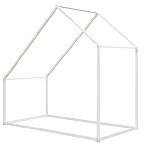 HomeRoots White Metal Twin House Bed - Stylish, Durable Frame with Easy Assembly for Cozy Kids' Rooms or Guests 606511