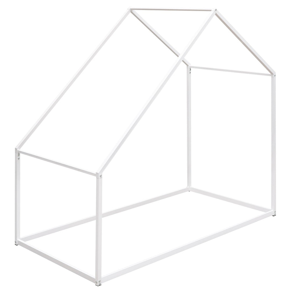 HomeRoots White Metal Twin House Bed - Stylish, Durable Frame with Easy Assembly for Cozy Kids' Rooms or Guests 606511