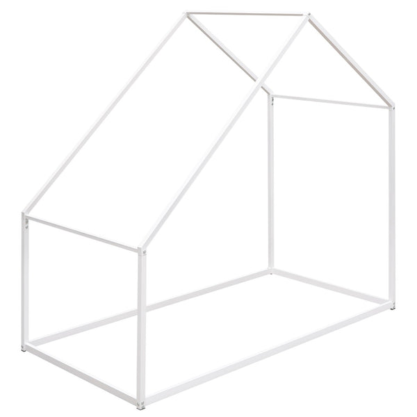 HomeRoots White Metal Twin House Bed - Stylish, Durable Frame with Easy Assembly for Cozy Kids' Rooms or Guests 606511