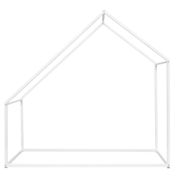 HomeRoots White Metal Twin House Bed - Stylish, Durable Frame with Easy Assembly for Cozy Kids' Rooms or Guests 606511