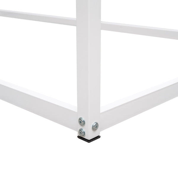 HomeRoots White Metal Twin House Bed - Stylish, Durable Frame with Easy Assembly for Cozy Kids' Rooms or Guests 606511