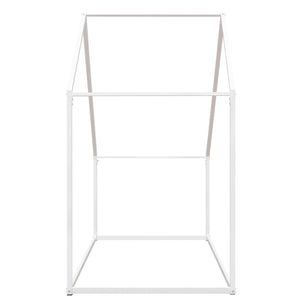 HomeRoots White Metal Twin House Bed - Stylish, Durable Frame with Easy Assembly for Cozy Kids' Rooms or Guests 606511