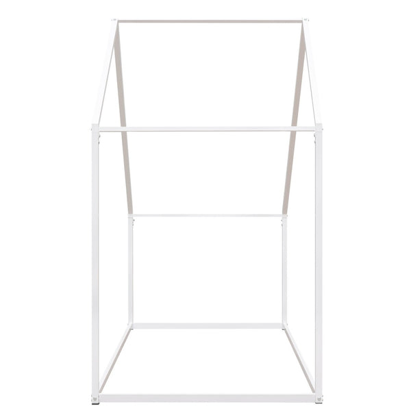 HomeRoots White Metal Twin House Bed - Stylish, Durable Frame with Easy Assembly for Cozy Kids' Rooms or Guests 606511