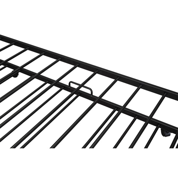 HomeRoots Black Metal Twin Canopy Bed Frame with Trundle - Stylish, Space-Saving Design for Any Room 606512