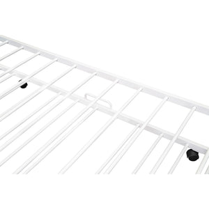 HomeRoots White Metal Twin Canopy Bed Frame with Trundle - Stylish, Durable Design for Kids and Guests! 606514