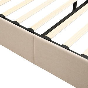 HomeRoots Beige Linen Upholstered Queen Bed Frame - Stylish Platform Design for Comfort & Modern Elegance 606517