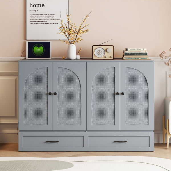 HomeRoots Gray Wood Full Murphy Bed with Integrated Drawers for Space-Saving Style in Contemporary Rooms 606519