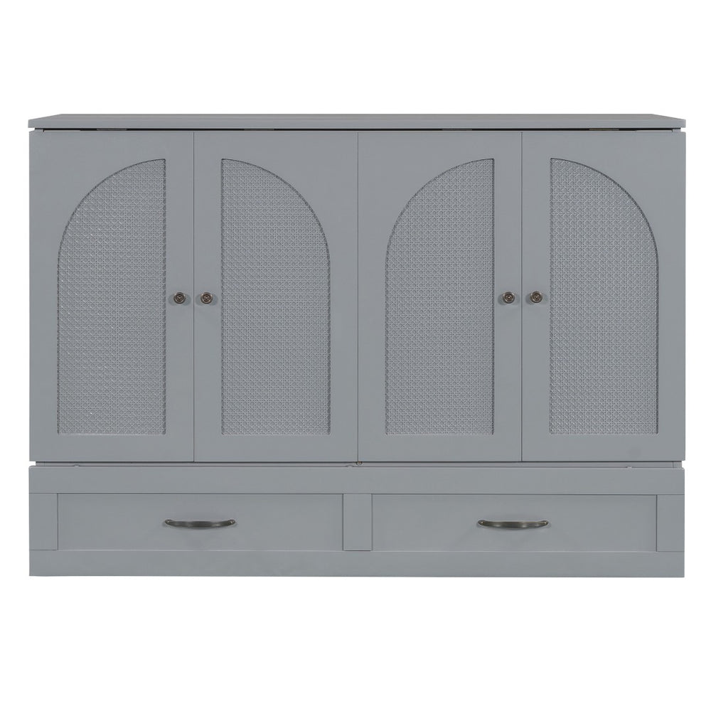 HomeRoots Gray Wood Full Murphy Bed with Integrated Drawers for Space-Saving Style in Contemporary Rooms 606519