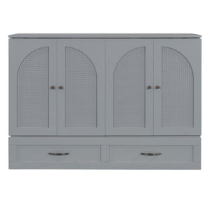 HomeRoots Gray Wood Full Murphy Bed with Integrated Drawers for Space-Saving Style in Contemporary Rooms 606519