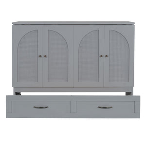 HomeRoots Gray Wood Full Murphy Bed with Integrated Drawers for Space-Saving Style in Contemporary Rooms 606519