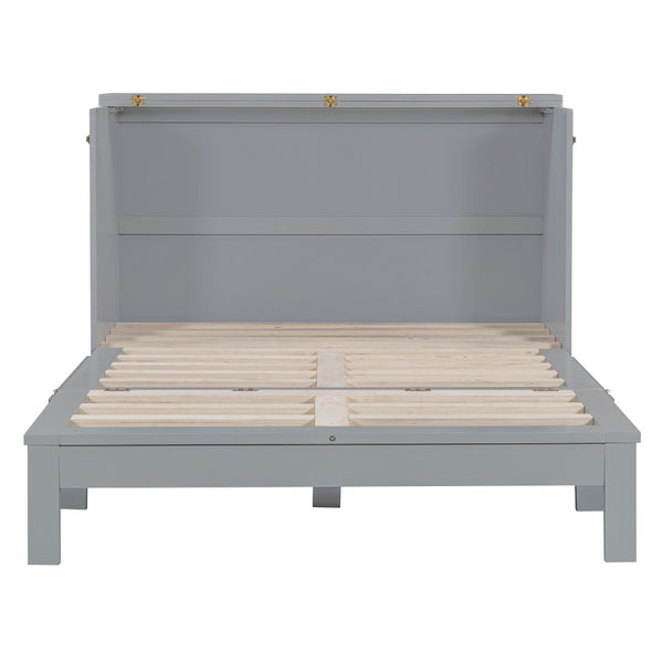 HomeRoots Gray Wood Full Murphy Bed with Integrated Drawers for Space-Saving Style in Contemporary Rooms 606519