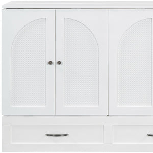 HomeRoots White Wood Full Murphy Bed with Drawers - Stylish Space-Saving Solution for Small Rooms & Guests 606520