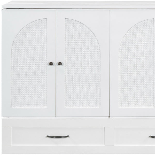 HomeRoots White Wood Full Murphy Bed with Drawers - Stylish Space-Saving Solution for Small Rooms & Guests 606520