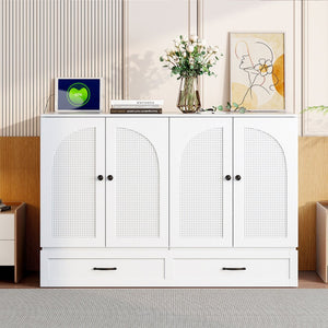 HomeRoots White Wood Full Murphy Bed with Drawers - Stylish Space-Saving Solution for Small Rooms & Guests 606520