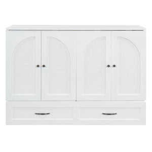 HomeRoots White Wood Full Murphy Bed with Drawers - Stylish Space-Saving Solution for Small Rooms & Guests 606520